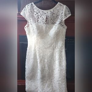 Adrianna Papell White Lace Midi Dress